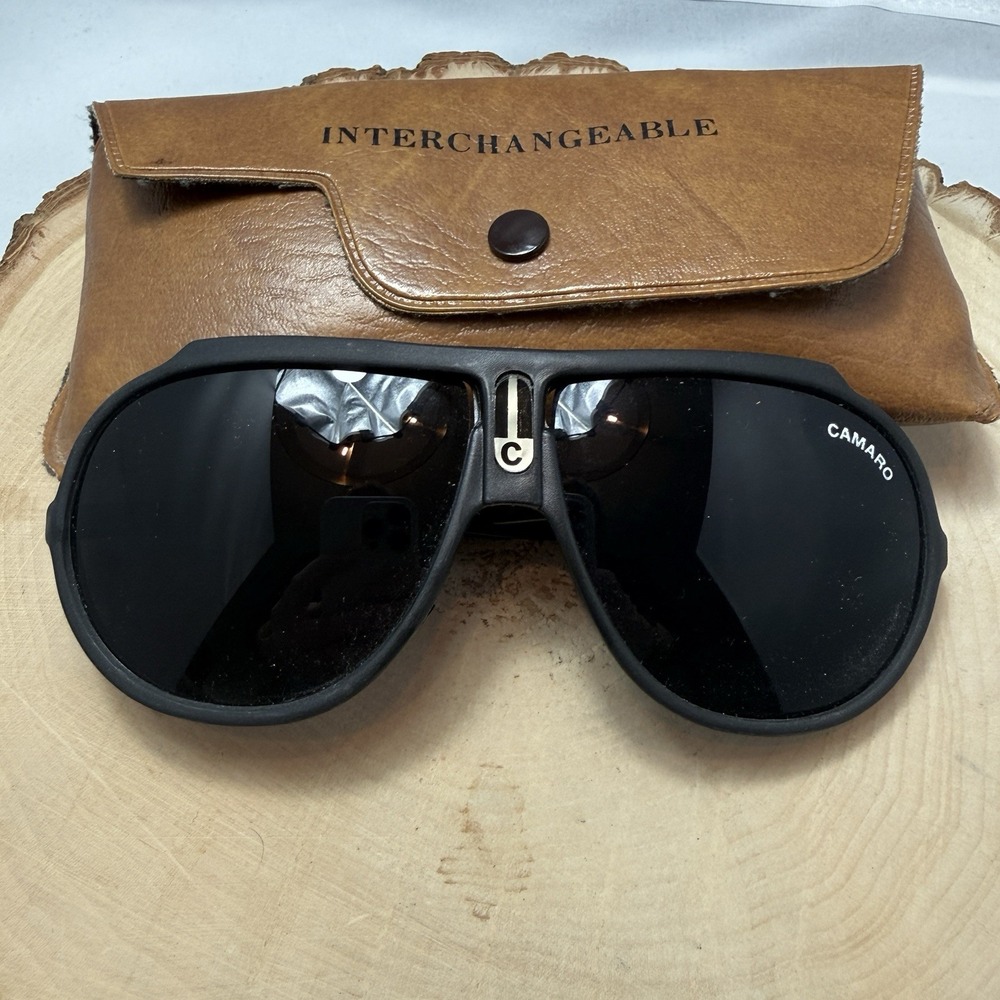 Vtg  1980's Aviator Camero S 462 Black Frame Sunglasses W/Extra Lens Pilot